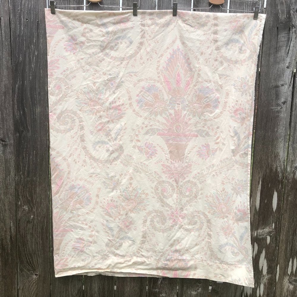 Vintage Atelier Martex Twin Flat Sheet Jacobean Floral Design